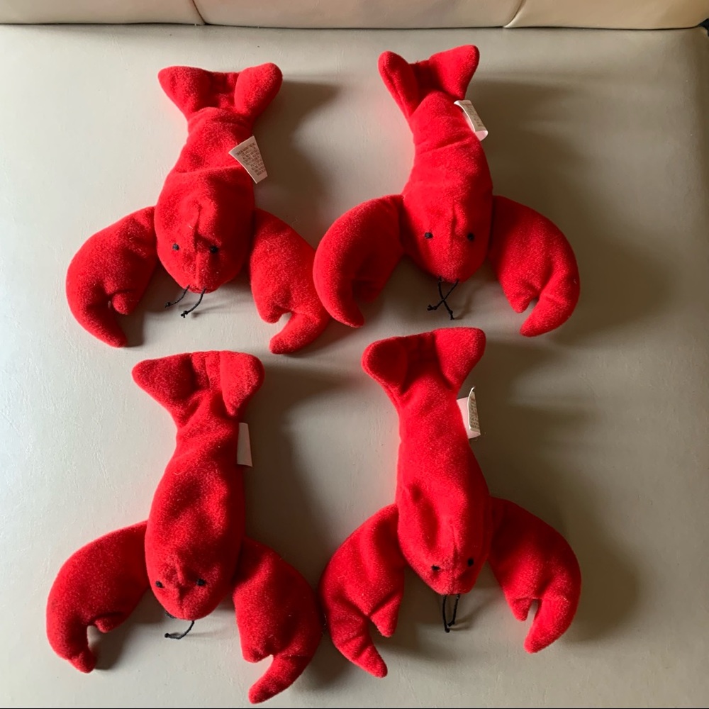 4 Lobster Teenie Beanie Babies